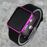 Square Mirror Face Silicone Band Digital WristWatch
