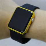 Square Mirror Face Silicone Band Digital WristWatch
