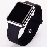 Square Mirror Face Silicone Band Digital WristWatch